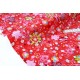 Tissu japonais chirimen rayonne thermocollé fleuri fond rouge x 50cm