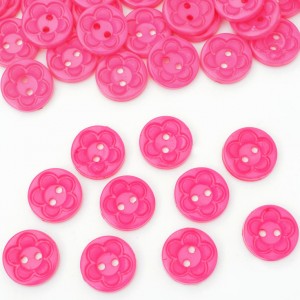 Lot de 10 boutons plastique motif fleur rose 2 trous taille 1.5cm 