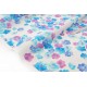 Tissu coton fleuri bleu mauve fond écru x 50cm 
