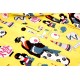Tissu japonais coton motif traditionnel fond jaune x 50cm 