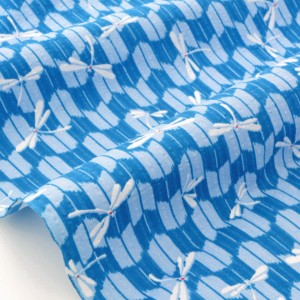 Tissu japonais coton gaufré traditionnel géométrique libellule x 0.5m