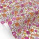 Tissu japonais batiste coton soyeux fleuri rose orange x 50cm