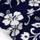 Tissu américain popeline motif fleuri fond marine x 50cm 