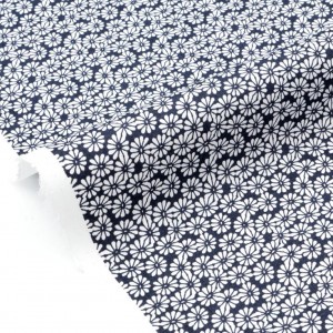 Tissu popeline coton soyeux fleuri fond gris x 50cm 