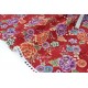Tissu japonais coton soyeux doux traditionnel fleuri fond rouge foncé x 50cm 