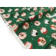 Tissu américain thème Noël bonhomme de neige père noël fond vert x 50cm 