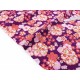 Tissu japonais coton soyeux doux traditionnel fleuri fond prune x 50cm 