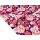 Tissu japonais coton soyeux doux traditionnel fleuri fond prune x 50cm 