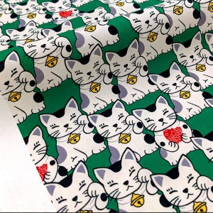Tissu américain patchwork le chat porte-bonheur Maneki-neko x 50cm 