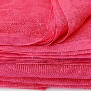Déstock 3.5m tissu tulle rose foncé à paillettes dorées largeur 155cm