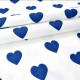 Destock 2.2m tissu coton dobby cœur bleu fond blanc largeur 130cm
