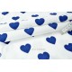 Destock 2.2m tissu coton dobby cœur bleu fond blanc largeur 130cm