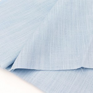 Destock 0.78m tissu coton et lin dobby souple bleu largeur 140cm