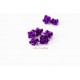 5 cabochons fleurs fimo avec feuilles 20mm aubergine