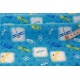Tissu japonais coton étoiles asanoha et libellules bleu ciel x 50cm