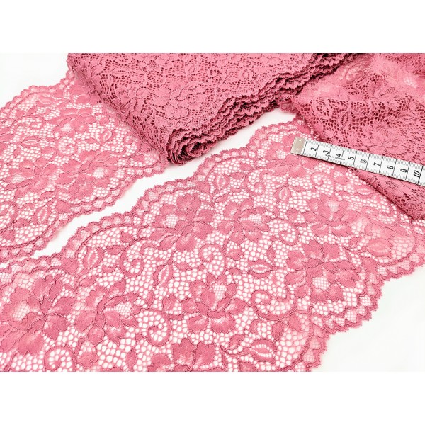 Déstock 6m dentelle élastique haute couture lingerie vieux rose largeur