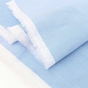 Destock 1.68m tissu coton soyeux rayures tissées bleu largeur 150cm 
