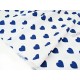 Destock lot 2.3m tissu coton dobby cœur bleu fond blanc largeur 127cm