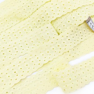 Déstock 18.8m broderie anglaise coton jaune largeur 4cm