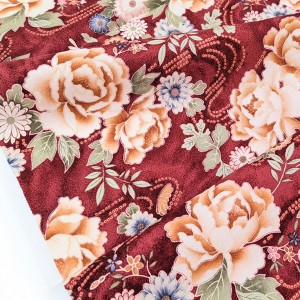Destock 0.48m tissu japonais coton fleuri traditionnel argeur 113cm