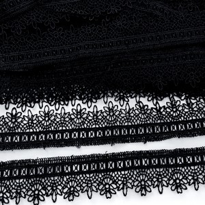 Destock 12.5m dentelle guipure polyester noir largeur 3cm