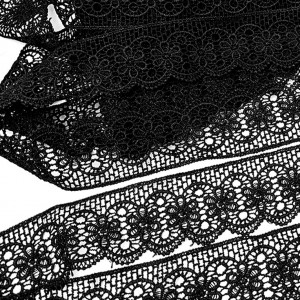 Destock 12.3m dentelle guipure polyester noir largeur 4.8cm