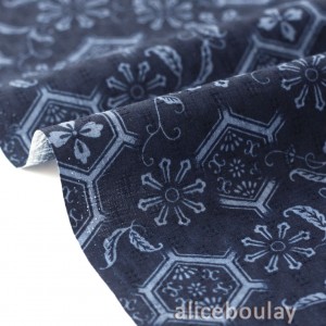 Tissu japonais doux style traditionnel bleu marine x 50cm 