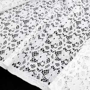Déstock 2m tissu dentelle de calais brodé polyester doux blanche largeur 150cm 