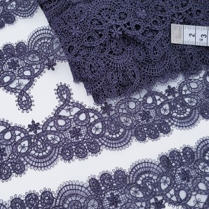Destock 10.6m dentelle guipure fine haute couture gris violet largeur 6.2cm