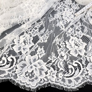 Destock 2m tissu dentelle de calais pour robe mariée écrue largeur 155cm