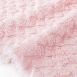 Destock 1m fausse fourrure doudou fin motif vague rose pâle largeur 160cm 