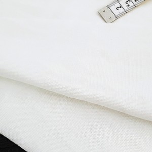 Destock 1 m tissu jersey bord-côte 1/1 coton doux épais blanc écru largeur 155cm 