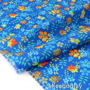 tissu libertytana lawn edenham bleu orange x 1mètre