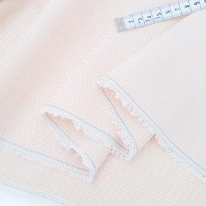 Déstock 2.5m tissu japonais coton côtelé rayures tissées vanille largeur 109cm