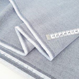 Déstock 2.5m tissu japonais coton chambray tissé teint gris largeur 116cm