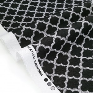 Déstock 2m tissu américain toile coton souple géométrique noir largeur 110cm