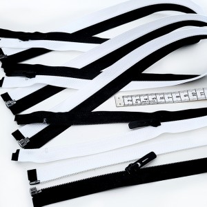 Destock 4 fermetures glissière zip séparables invisible noir blanc longueur 59.5cm