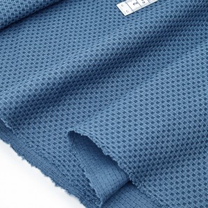 Destock 1.5m tissu jersey coton jacquard lourd doux fluide bleu fumé  largeur 180cm