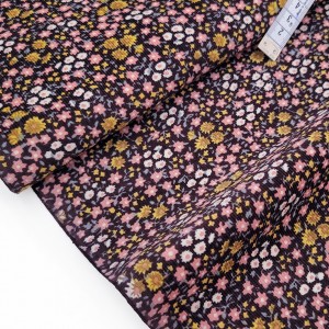Destock 1.7m tissu japonais velours milleraies coton doux fleuri largeur 111cm 