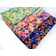 Destock lot de 4 coupons tissu mousseline polyester soyeux extra-doux imprimé fleuri multicolore