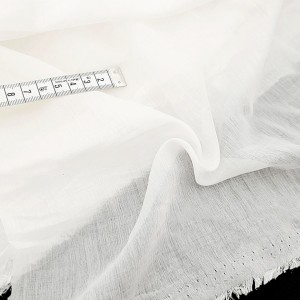 Déstock 4.5m tissu voile de coton polyester léger extra-doux écru largeur 143cm 