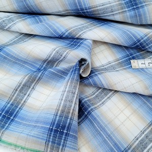 Destock 1.95m tissu coton tartan écossais fin doux carreaux tissé bleu largeur 150cm 