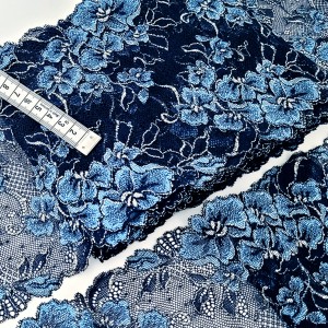 Déstock 6.8m dentelle élastique japonais haute couture satinée tricolore largeur 16cm