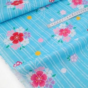 Destock 1.05m tissu Japonais coton dobby fleuri largeur 113cm 