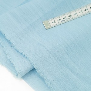 Destock 0.63m tissu coton et lin dobby souple bleu largeur 140cm