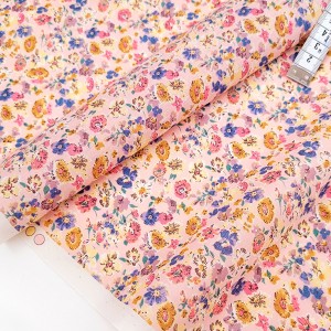 Destock 1.9m tissu japonais batiste coton soyeux fleuri fond rose  largeur 112cm