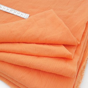 Destock 2.4m tissu crépon coton doux capucine largeur 125cm 