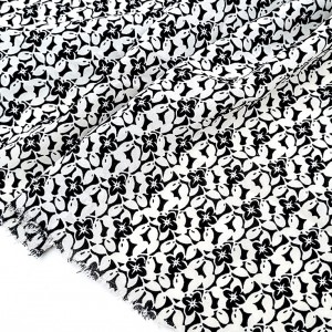Destock 0.7m tissu mousseline polyester soyeux fluide imprimé fleuri largeur 156cm