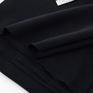 Destock 1.1m tissu bord-côte 2/2 coton jersey cotelé doux noir largeur 115cm 
