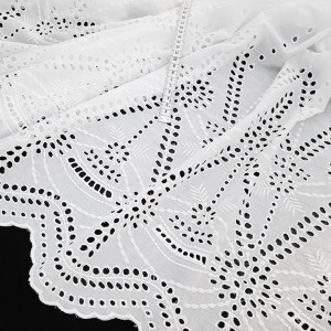 Destock 3.3 tissu broderie anglaise coton blanc largeur 140cm 